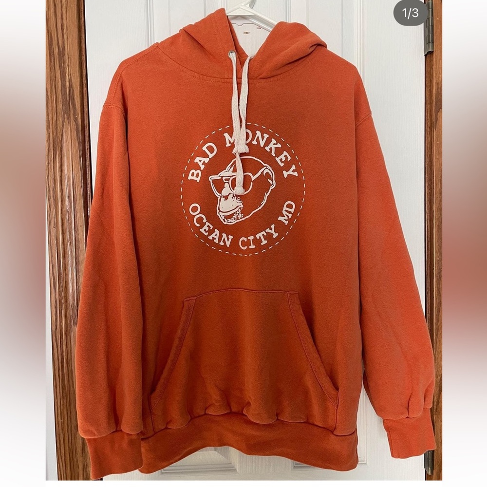 “Bad Monkey” Resturaunt Brand Orange Hoodie - Size Medium